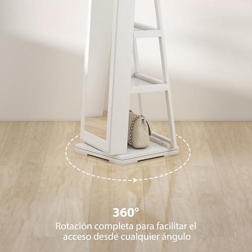 Detalle 1 de HOMCOM espejo joyero 360° 38x38x160 cm