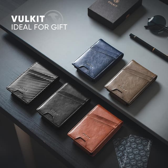Thumbnail 6 de VULKIT Pop Up Credit Card Holder Wallet for Men (RFID Blocking) – Carbon Black, Double Window Slots, Up to 12 Cards