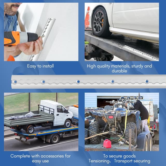 Detalle de Joparri Lot de 4 rails d’amarrage en aluminium anodisé semi-circulaires de 1 m (argent) + 10 raccords simples et 8 embouts