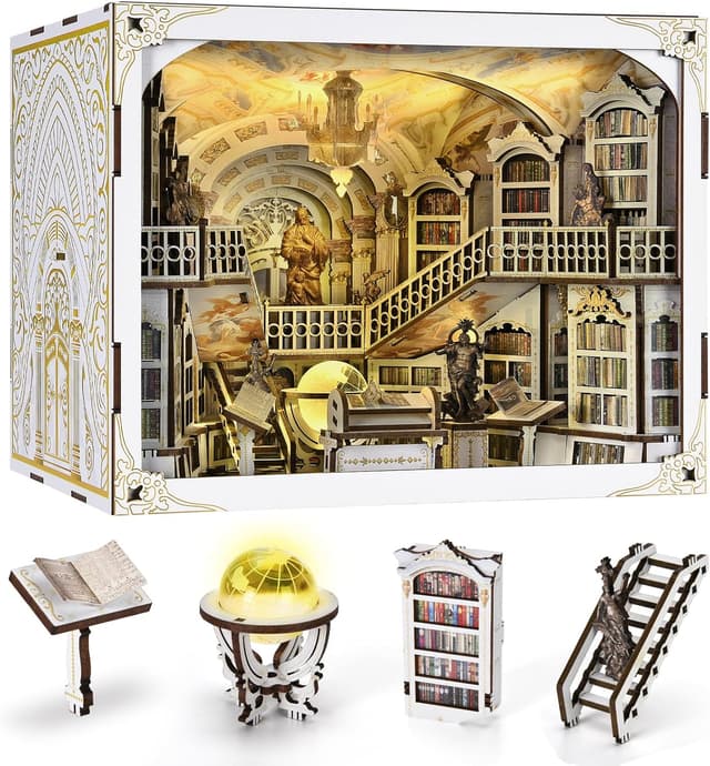 Detalle de CCCDF Library of Gods Max DIY Book Nook Kit with LED light