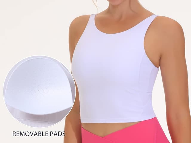 Detalle de THE GYM PEOPLE Soutien-gorge de sport sans manches avec rembourrage amovible