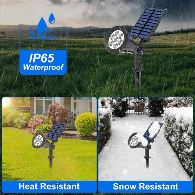 Detalle de T-SUN (2 Pack) faretto solare da esterni IP55 con 7 LED, angolo regolabile 180°