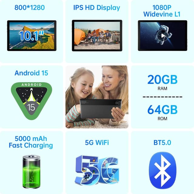 Detalle de MUISOO Android 15 Tablet 10 inch 5000mAh