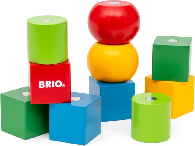 Detalle de BRIO 30435 Magnetische Holzbausteine – magnetisches Steck- und Stapelspiel für Kinder ab 12 Monaten