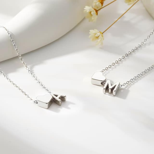 Detalle de SLOONG Herz-Buchstaben-Armband für Damen (vergoldet Silber/18K Gold), personalisiert & verstellbar