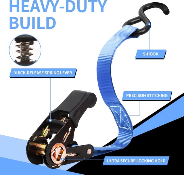 Detalle de Cartman 1" x 15' Ratchet Tie Down straps (up to 1500lbs) – 6 pack in carry bag