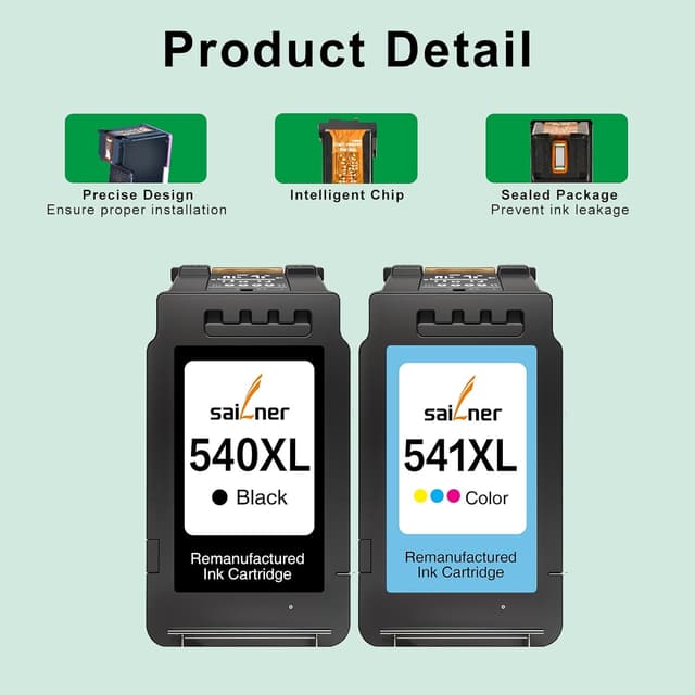 Detalle de SAILNER 540XL & 541XL Twin Pack (Remanufactured) for Canon PG-540XL Black & CL-541XL Colour