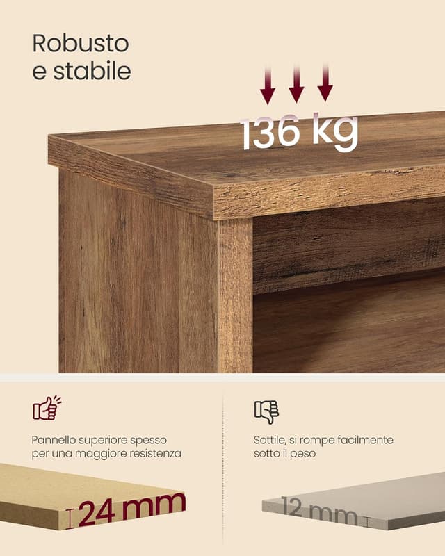 Detalle 1 de VASAGLE Panca Scarpiera con 6 scomparti