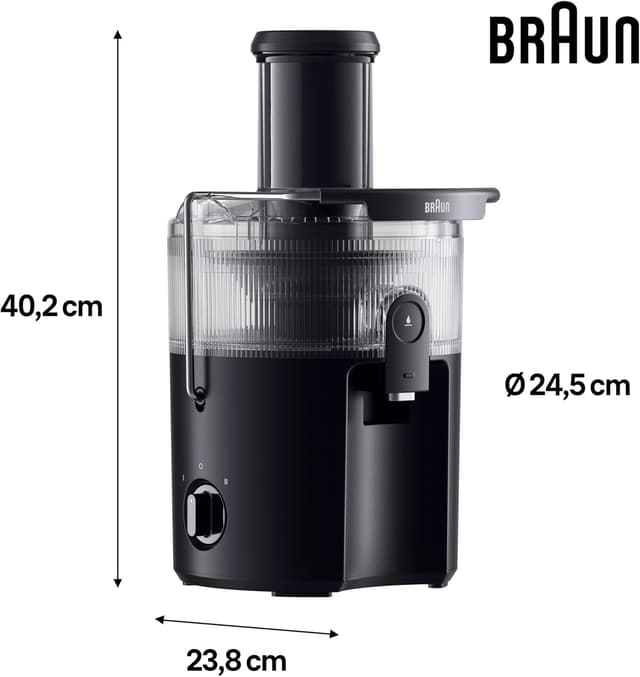 Detalle de Braun MultiJuice 5 SJ5000 spremiagrumi centrifuga con tecnologia ColdXtract, contenitore 1,5 L e sistema antigoccia