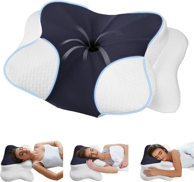 Detalle de BESTISAN Ergonomic Neck Pillow (Memory Foam) with Removable Washable Cover