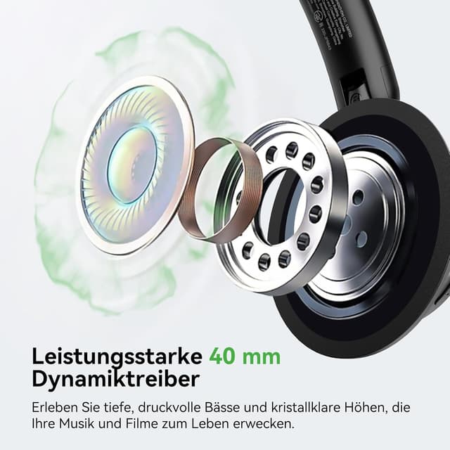 Detalle 2 de OneOdio Focus A1 Pro Bluetooth On-Ear-Kopfhörer mit Hybrid-ANC, 70 Std. Akku und Bluetooth 6.0