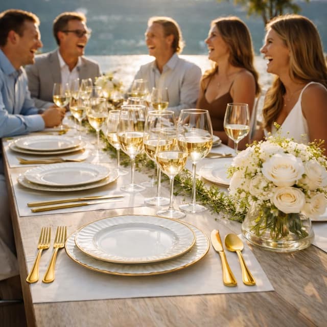 Detalle de By Madee HEAVYWEIGHT 60-Pc Ivory Plates