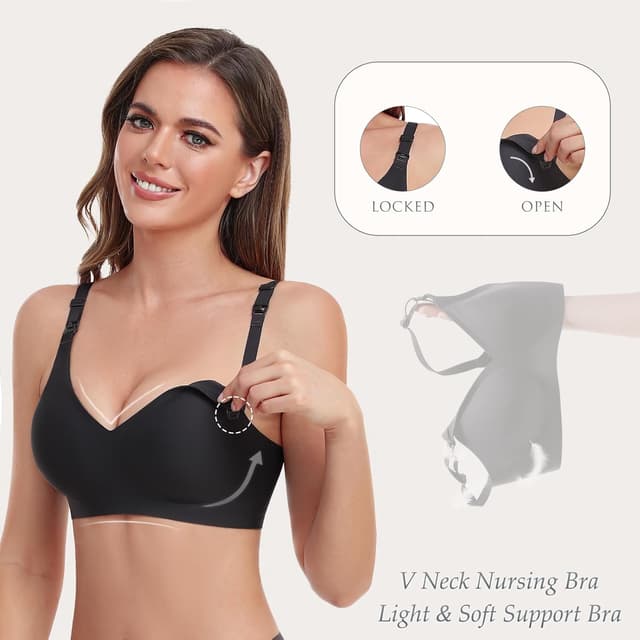 Detalle de Vinfact Seidig Glatter Still-BH Damen ohne Bügel – nahtloser Schwangerschafts- und Still-BH mit BH-Verlängerungen