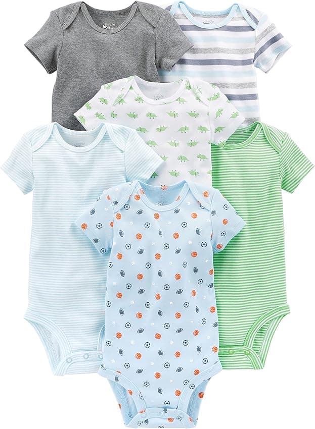 Imagen de Simple Joys by Carter's Bodysuits Multicolor Deportes Dinosaurio (Pack 6) 🦖 en OfertitasTOP