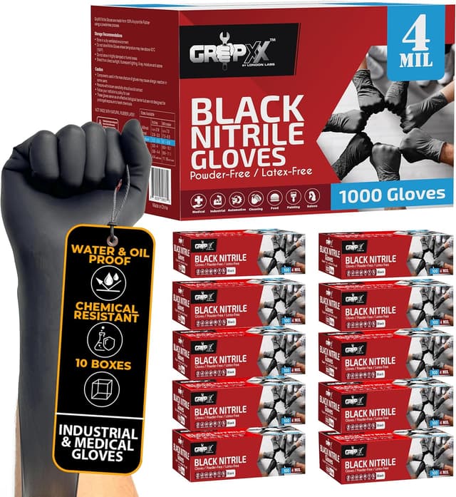 Thumbnail 3 de London Labs Black Nitrile Gloves 4 Mil XS–XXL