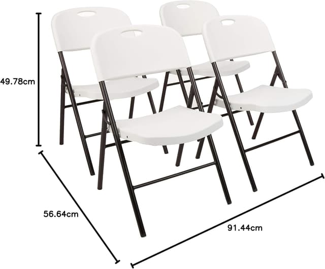 Detalle de Amazon Basics Juego de 4 sillas plegables blancas 🪑 para camping y cocina