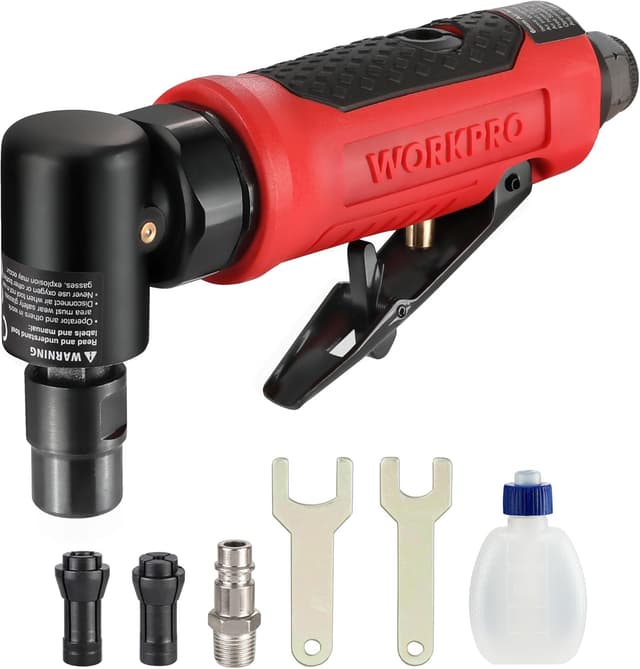 Detalle de WORKPRO meuleuse d’angle pneumatique 1/4" (6,3 mm) 20 000 tr/min avec mandrin 3 mm et 6 mm