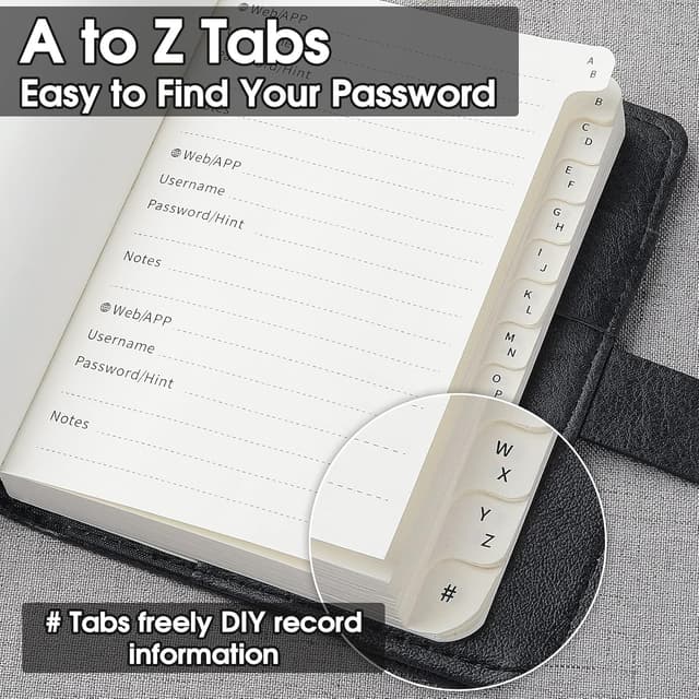 Detalle de WEMATE Passwortbuch mit Schloss 600+ Plätze 📒