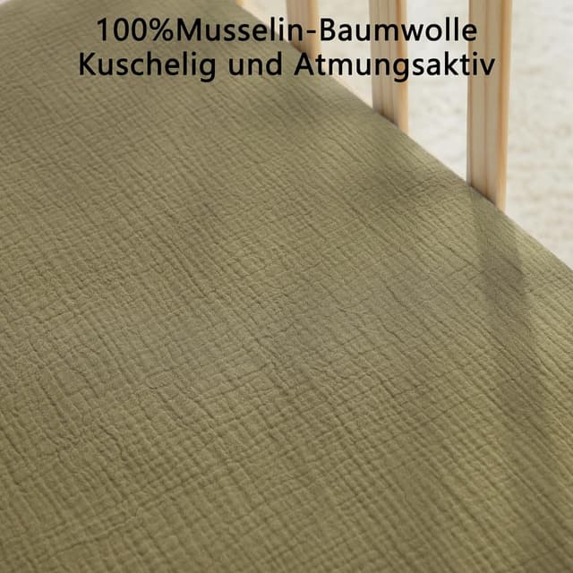 Detalle de Kewlife gift Baby Musselin Spannbettlaken 80x50 cm (2er-Set) aus 100 % Baumwolle