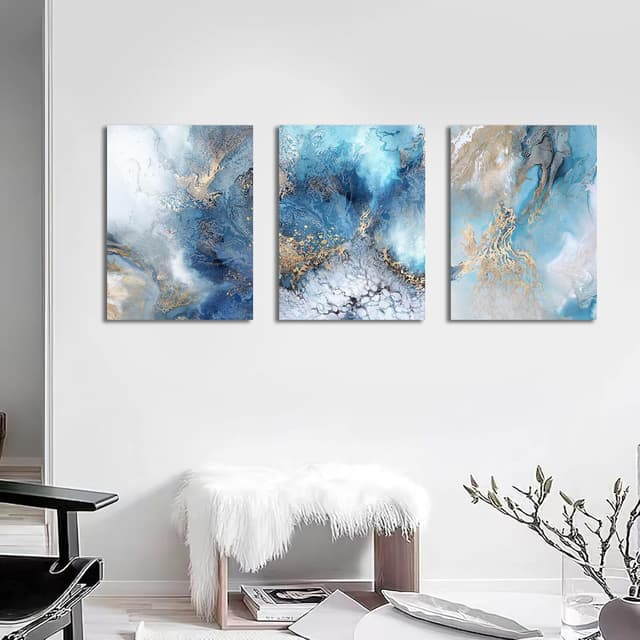 Detalle de 3er Set Leinwandbilder Blau 120x60 cm