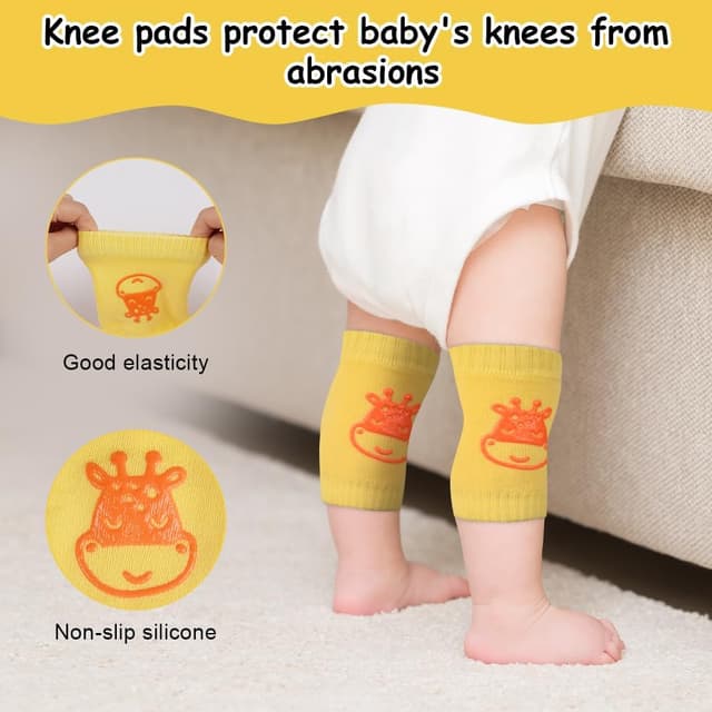 Detalle de Vicloon Baby Kopfschutz Rucksack mit verstellbaren Sicherheitspads und Knieschonern (Gelbe Biene)