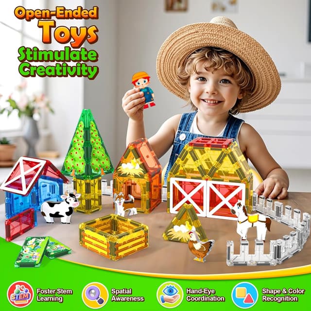 Thumbnail 4 de Magnetic Tiles Farm Animals Set 44-piece