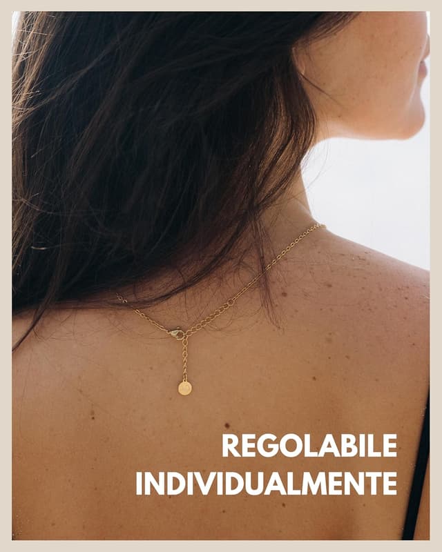 Detalle de GD GOOD.designs collana boho con piastrine e 11 ciondoli rotondi, impermeabile