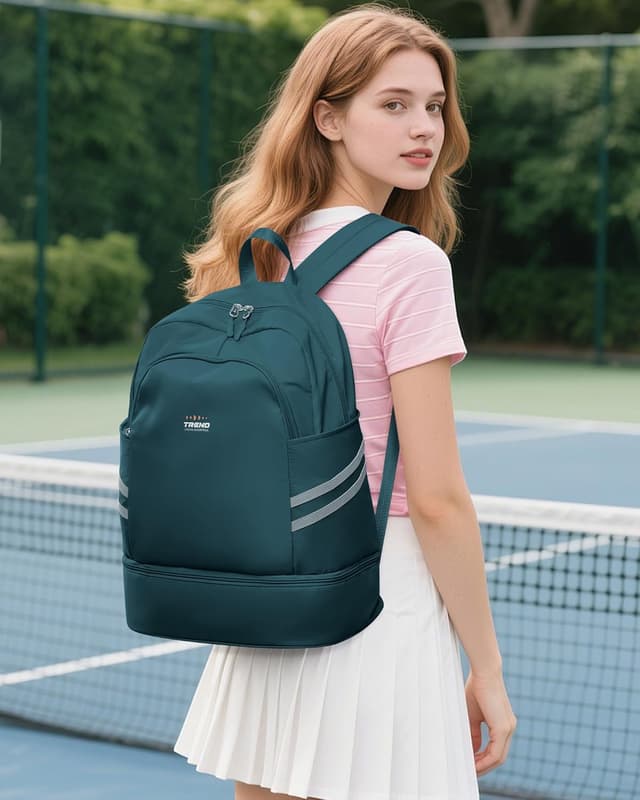 Detalle de SZLX Sportrucksack für Frauen mit Schuhfach und Nassetasche – faltbarer Reise- und Laptop-Rucksack