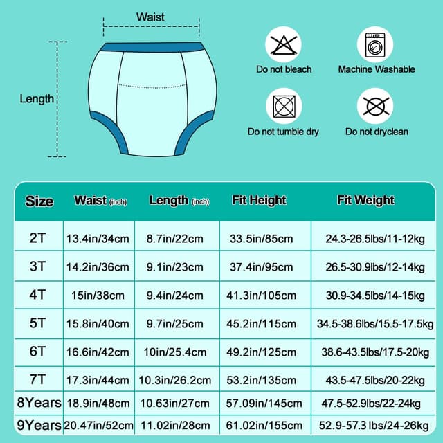 Detalle de MOEMOE BABY Boys Potty Training Pants (Reusable Cotton) – 10 Pack, Blue, 3 Years