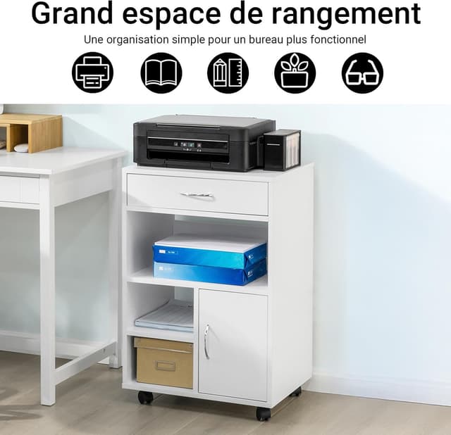 Detalle 2 de SoBuy FBT106-W meuble imprimante 50×40×75 cm