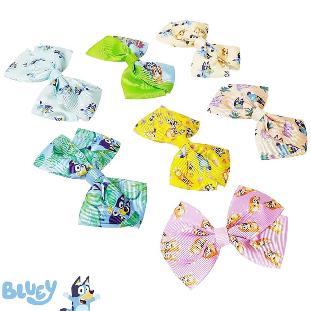Thumbnail 1 de Bluey 7 Pc 4 Inch Hair Bows Bundle 🎀