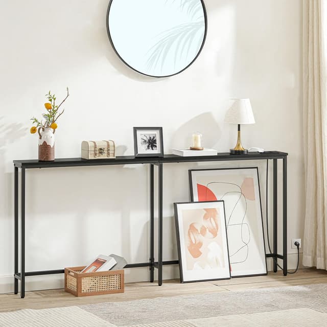 Detalle 2 de Hoobro Mesa Consola Estrecha con Carga USB y Toma ⚡