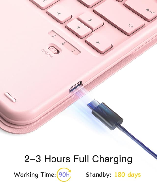 Detalle 2 de Inateck iPad 10th Generation Keyboard Case with Detachable Magnetic Keyboard & Trackpad (Pink)