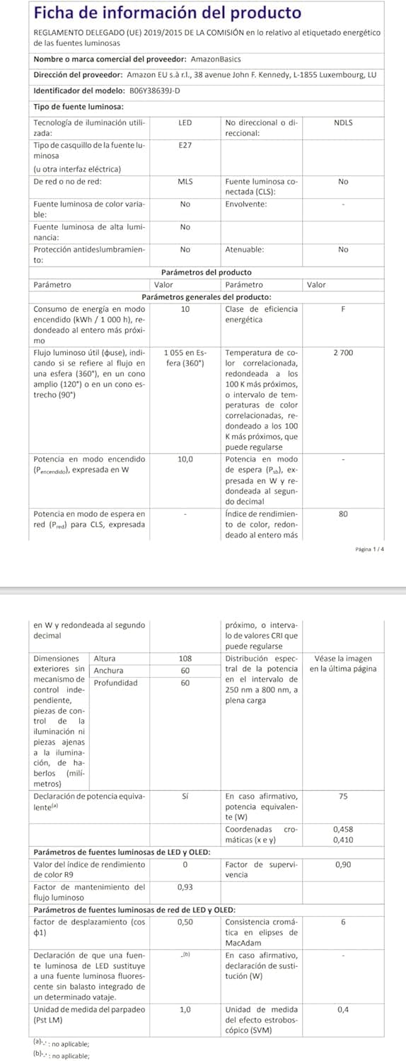 Thumbnail 13 de Amazon Basics Bombilla LED E27 10W Blanco Cálido – Pack de 2 💡