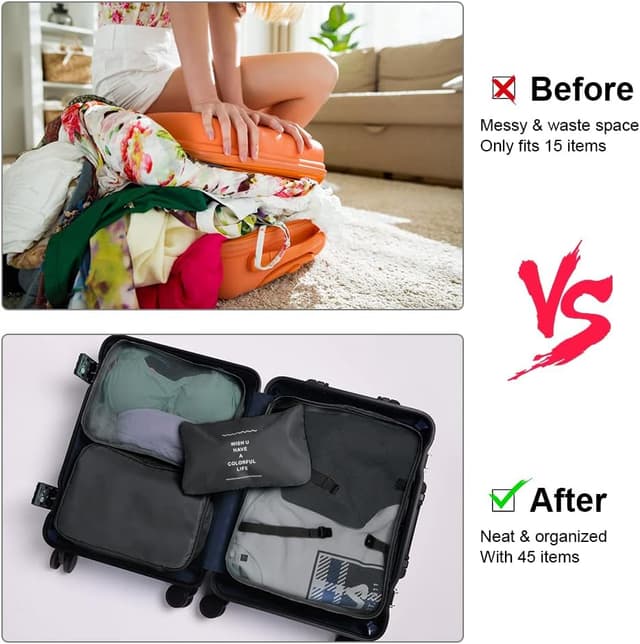 Detalle 2 de OSDUE Koffer Organizer Set 8-teilig (Packing Cubes) – Schwarz