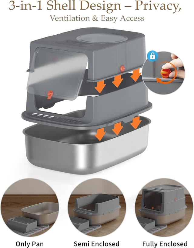 Thumbnail 6 de Stainless Steel Cat Litter Box with Lid