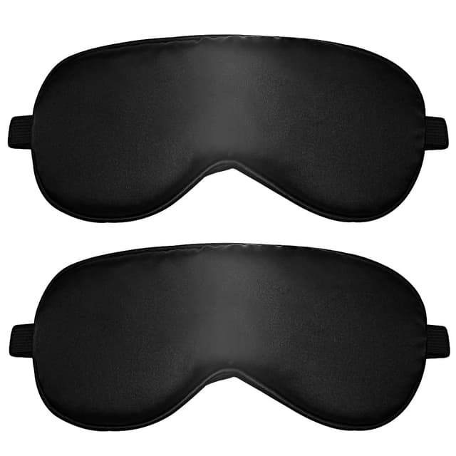 Detalle de Lanjue 2er-Set Seiden-Schlafmasken für Damen und Herren – lichtblockierend, verstellbares Gummiband