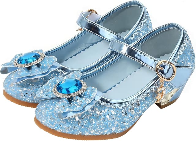 Detalle de FStory&Winyee Mädchen-Prinzessin-Sandalen mit Absatz für Party & Kostüm (z. B. Elsa-Look), Blau