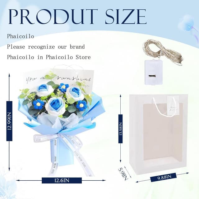 Thumbnail 1 de Phaicoilo Crochet Rose Bouquet 11pcs