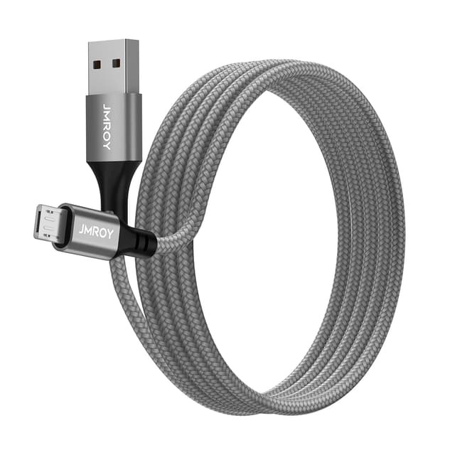 Detalle de JMROY Micro-USB Schnellladekabel 3A (2er-Set, 2 m) – robustes Nylon-Ladekabel für viele Micro-USB-Geräte