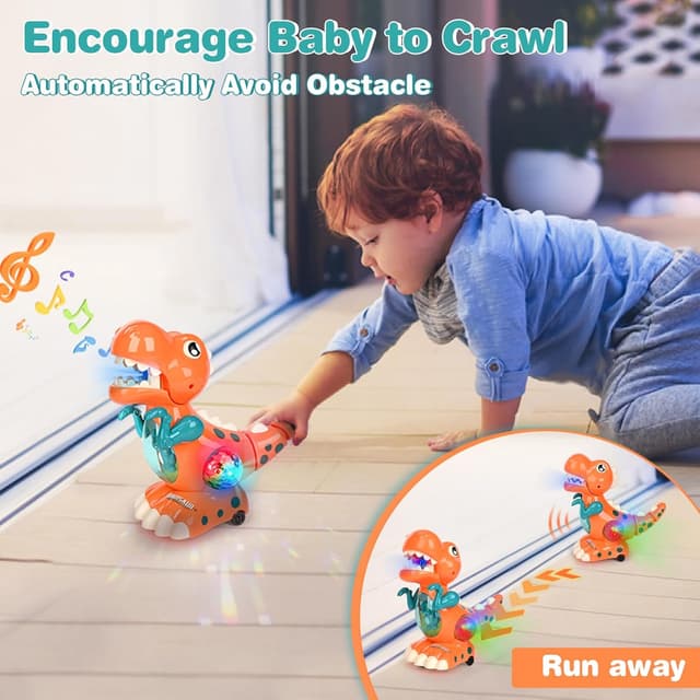 Detalle de Crawling dinosaur toy with lights and sounds