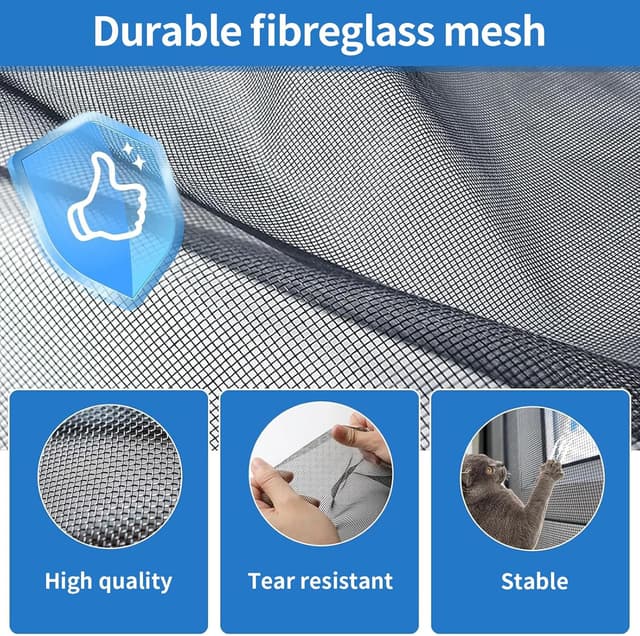 Detalle 2 de BKSAI DIY Window Net to Keep Bugs Out (Zip Opening, Cut to Size) 130x150CM