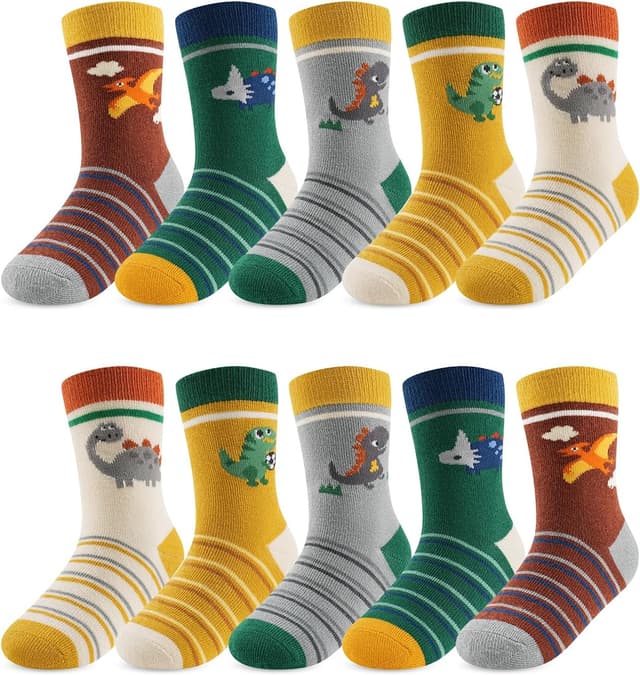 Detalle de Kyopp Lot de 10 chaussettes fun enfants 21-37 – coton, motifs animaux, unisexe