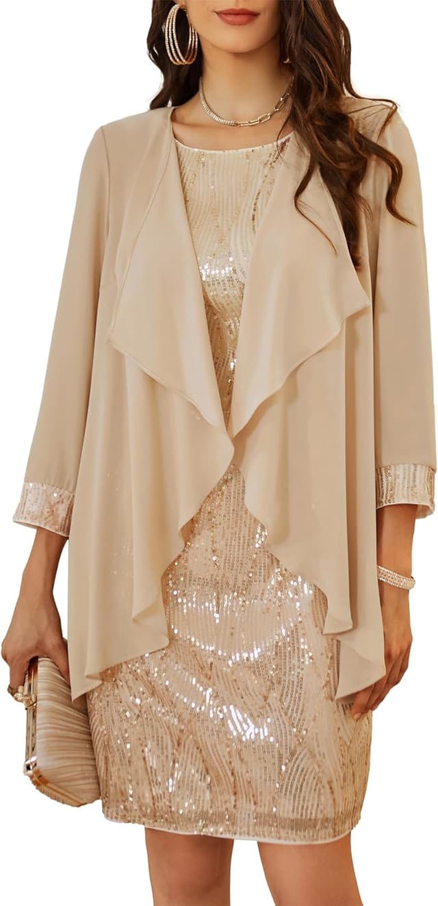 Thumbnail 4 de GRACE KARIN Pailletten Cami Kleid Set mit Bolero