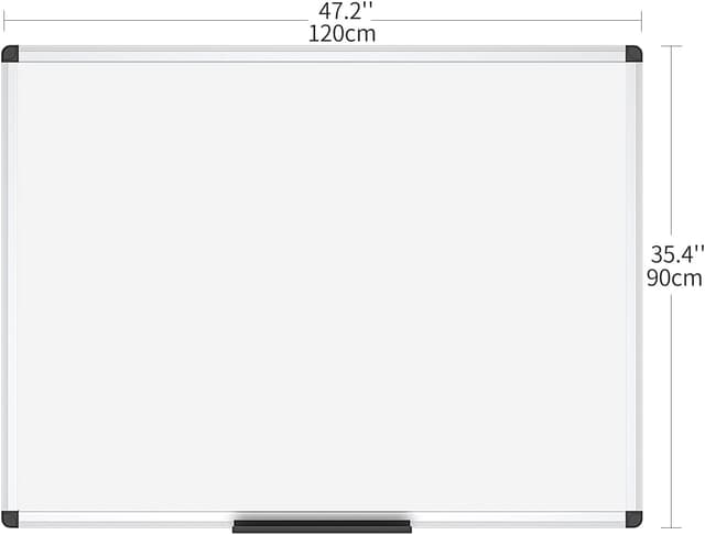 Detalle de VIZ-PRO Lavagna magnetica a secco con cornice in alluminio argentato, 120 x 90 cm