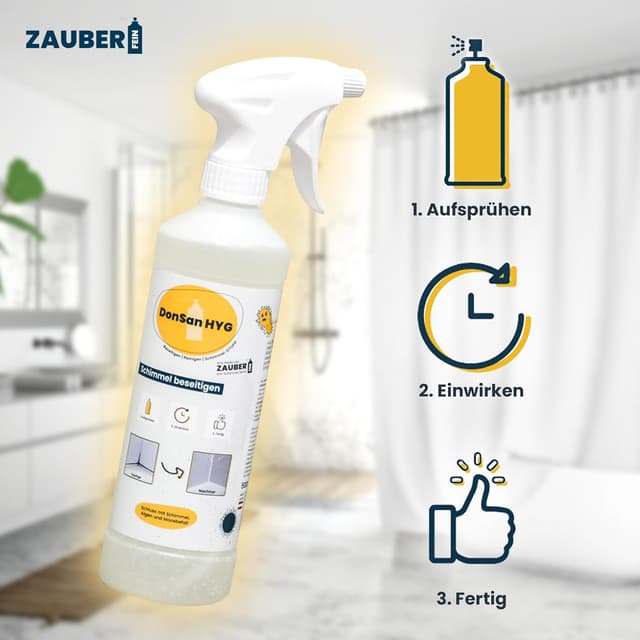 Detalle de Zauberfein Schimmelpilz Entferner Spray (2x 500 ml) mit Aktivchlor für Bad & Keller