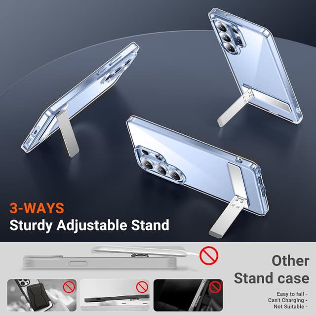 Detalle 2 de Temdan Designed for Samsung Galaxy S26 Ultra Slim Case with Hidden Kickstand, Military-Grade Drop Protection & Anti-Yellowing Crystal Clear Design