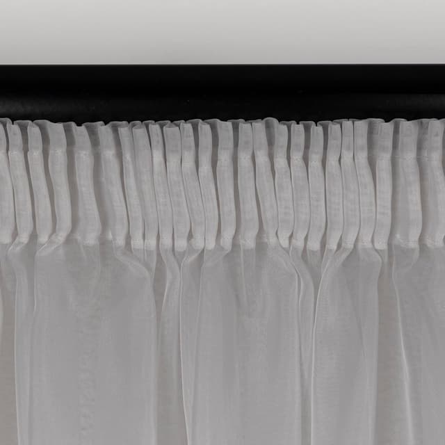 Detalle de Weiße Voile halbtransparente Vorhänge mit Kräuselband und Bleibandabschluss (230 x 200 cm)