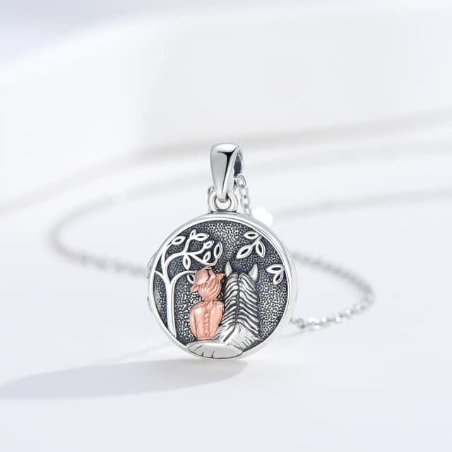 Detalle de PARYFO Medaillon- und Urnen-Halskette aus 925 Sterling Silber mit Pferd-/Lebensbaum-/Herz-Motiv – Keepsake-Schmuck am Kettenband