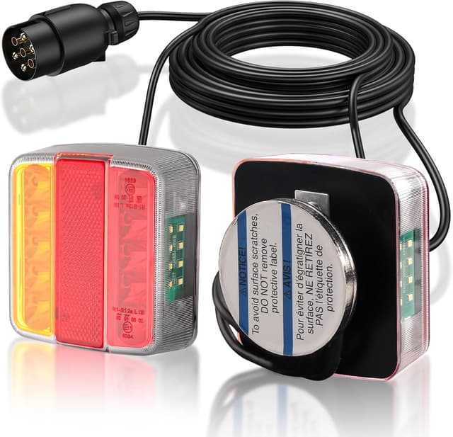 Detalle de eSynic 2 Pack Magnetic 18 LED Trailer Light Kit (12V, 7-pin, magnetic mount, IP65 waterproof) with 7.5m cables